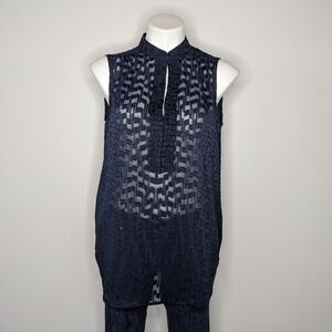 NWT Ann Taylor blue sheer sleeveless tank blouse S